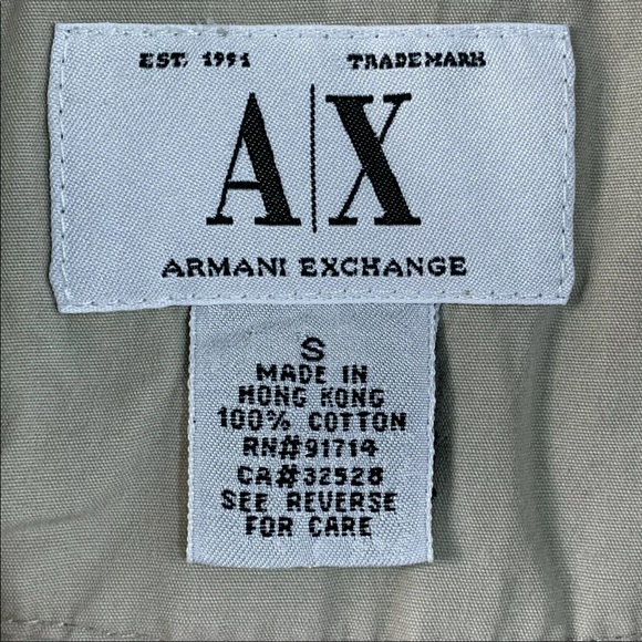 Armani Exchange Pullover Hoodie Mens Small Beige A|X Hooded Pocket Cotton Jacket - Picture 11 of 11